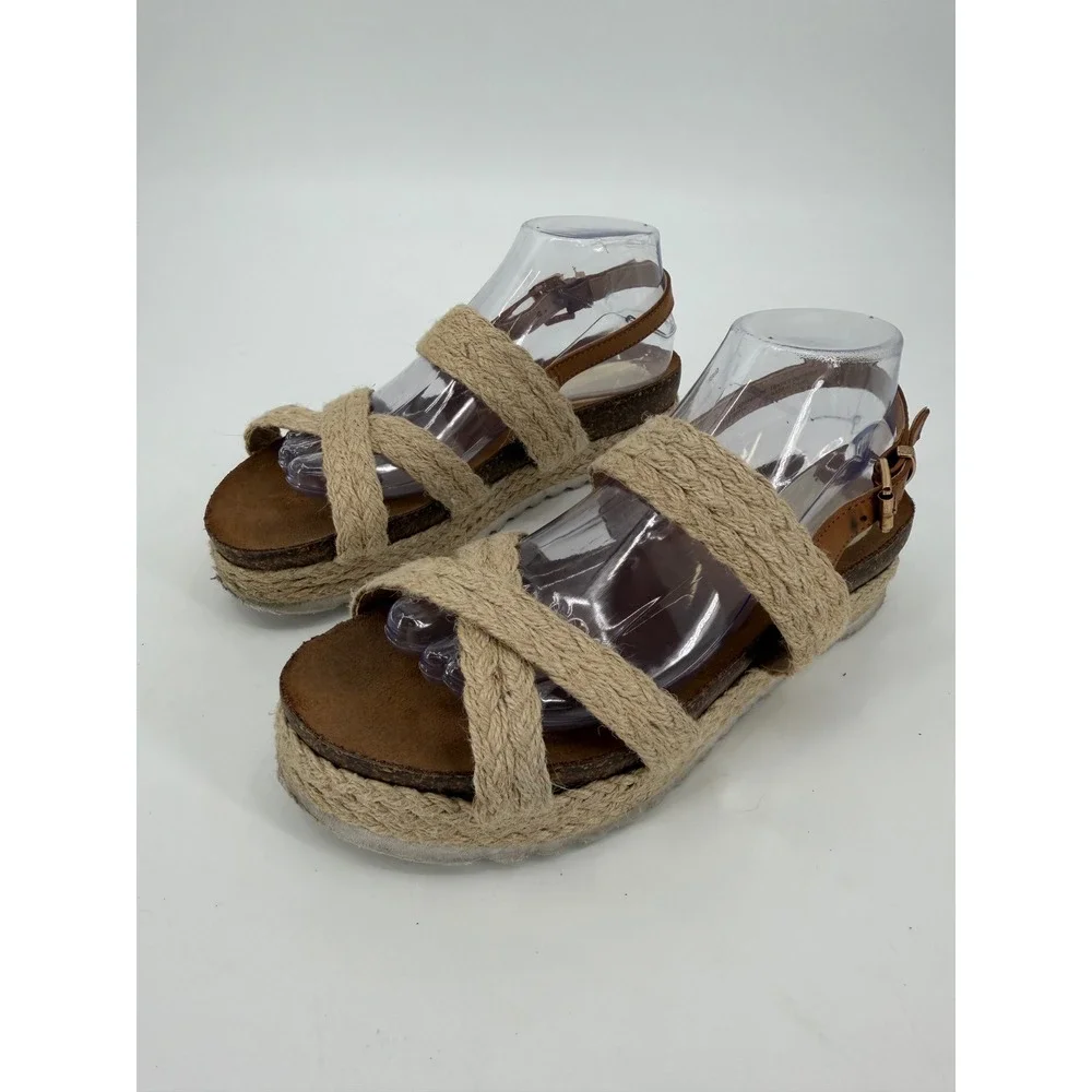 Altar'd State Tan Jute Rope Platform Espadrille Sandals Womens 10 A6067-15